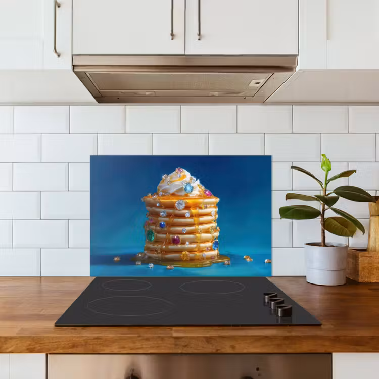 Pannenkoeken - Steentjes - Glitter - Slagroom keuken achterwand spatscherm klein -sfeer2