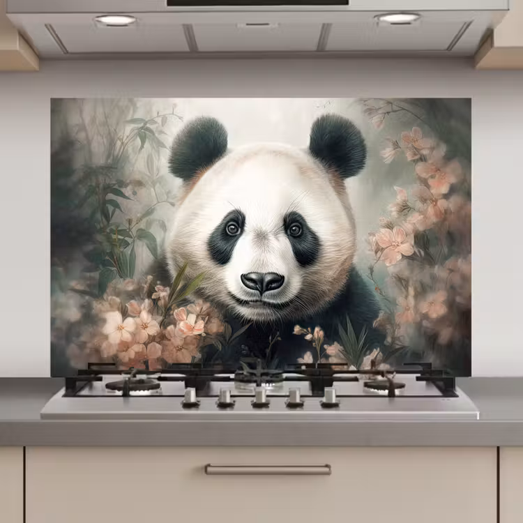 Panda - Dieren - Bloemen - Planten keuken achterwand spatscherm klein -3d_website