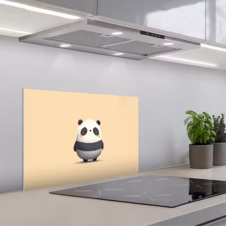 Panda - Beige - Minimalistisch keuken achterwand spatscherm klein -3d_schuin