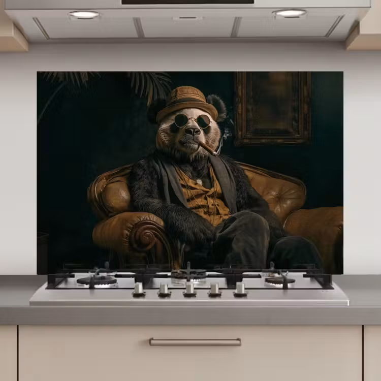 Panda - Hoed - Bril - Pak keuken achterwand spatscherm klein -3d_website