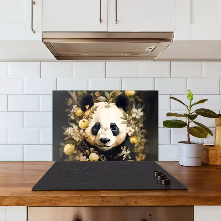 Panda - Pandabeer - Wilde dieren - Natuur - Bloemen keuken achterwand spatscherm klein -sfeer2
