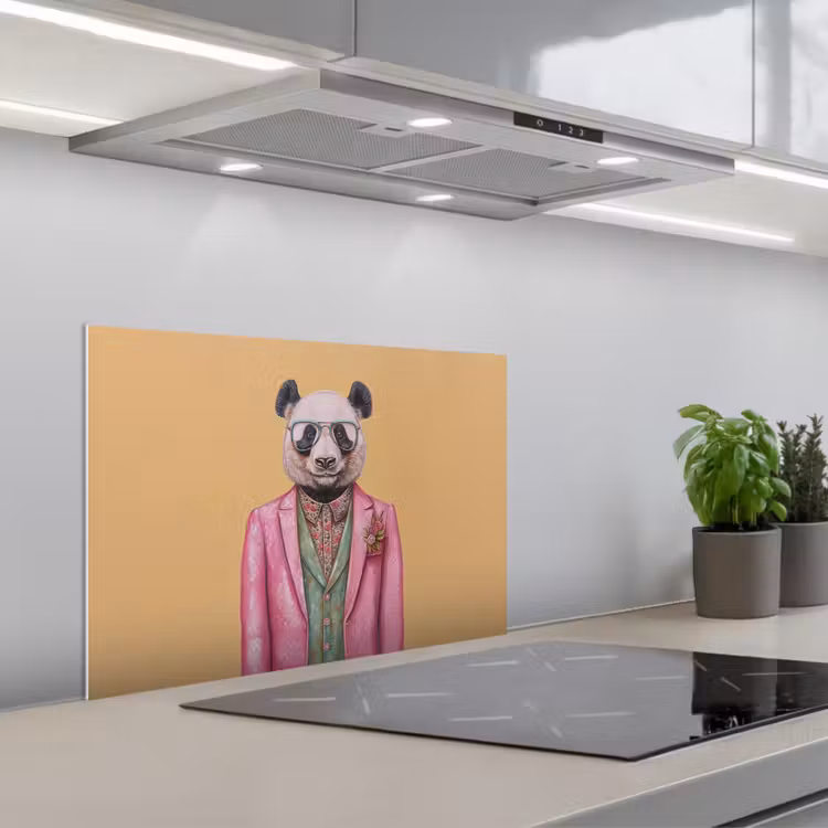 Panda - Pak - Zonnebril - Blauw keuken achterwand spatscherm klein -3d_schuin