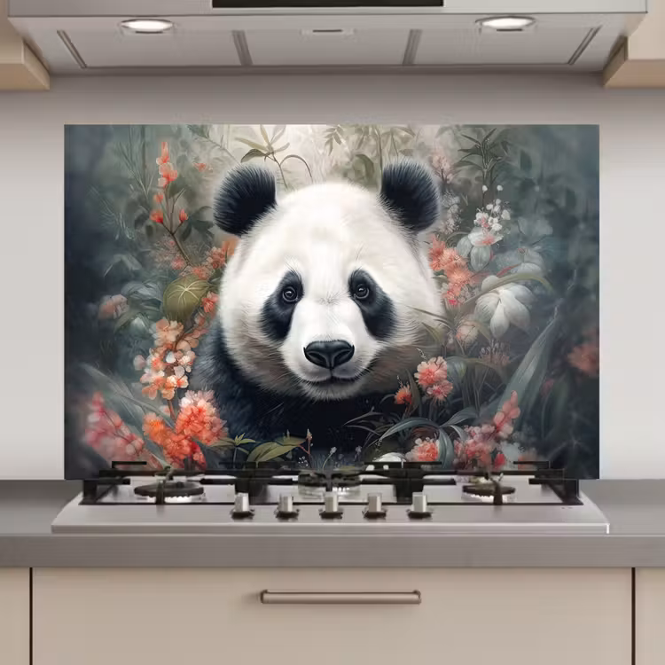 Panda - Wilde dieren - Bloemen - Natuur keuken achterwand spatscherm klein -3d_website