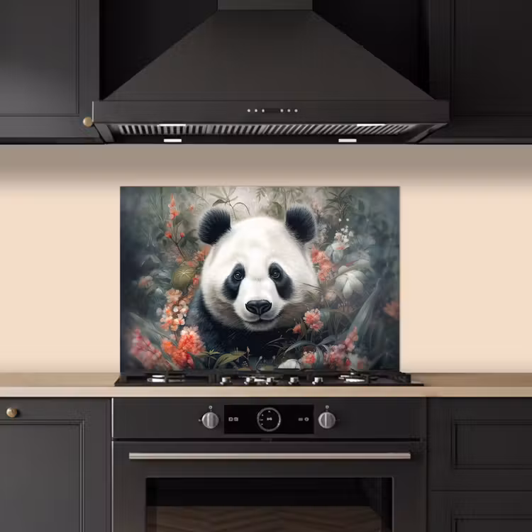 Panda - Wilde dieren - Bloemen - Natuur keuken achterwand spatscherm klein -sfeer1