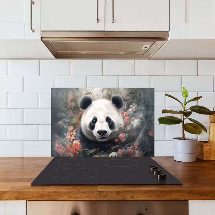 Panda - Wilde dieren - Bloemen - Natuur keuken achterwand spatscherm klein -sfeer2