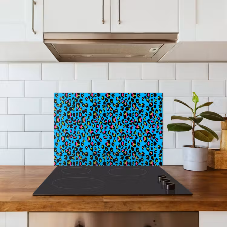 Panter - Blauw - Neon keuken achterwand spatscherm klein 900 -sfeer2
