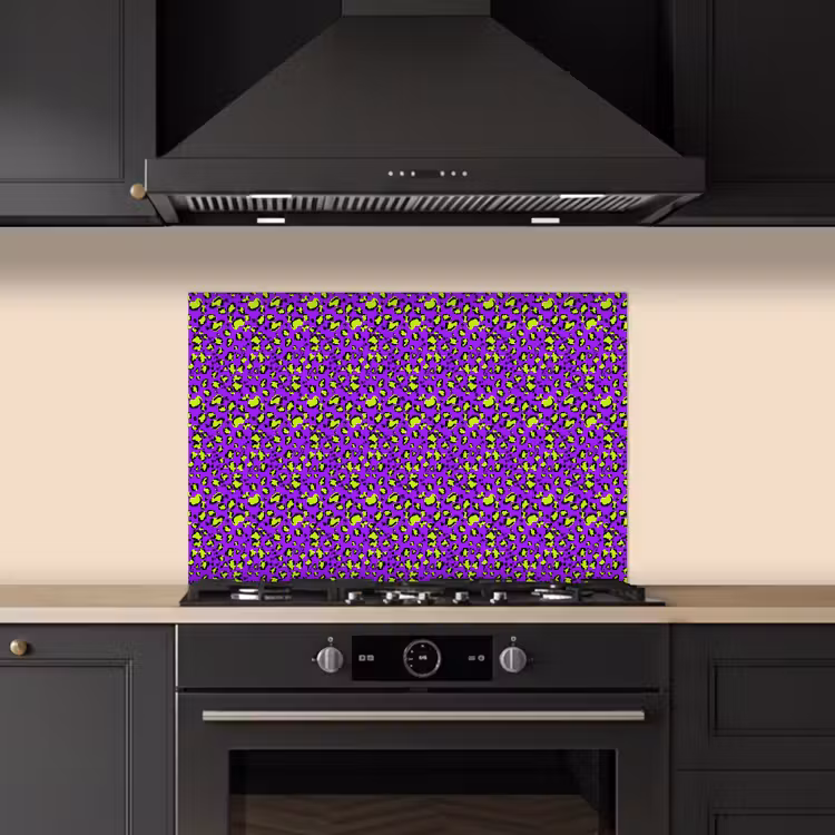 Panterprint - Paars - Groen - Neon keuken achterwand spatscherm klein 900 -sfeer1