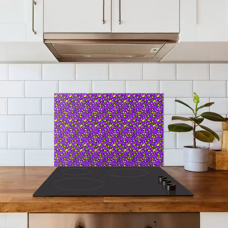 Panterprint - Paars - Groen - Neon keuken achterwand spatscherm klein 900 -sfeer2