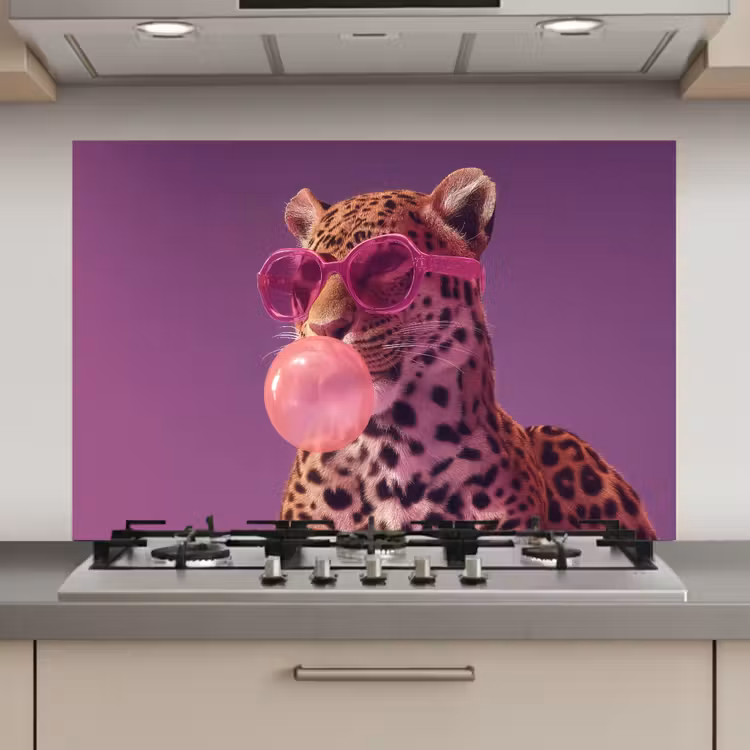 Panter - Zonnebril - Kauwgombel - Roze keuken achterwand spatscherm klein -3d_website