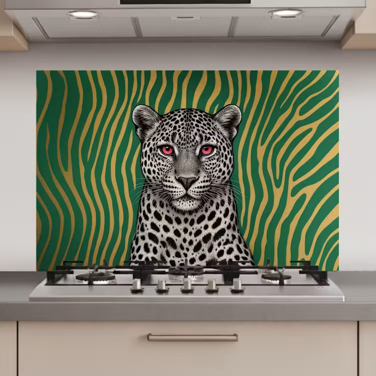 Panter - Zebrapatroon - Groen keuken achterwand spatscherm klein -3d_website