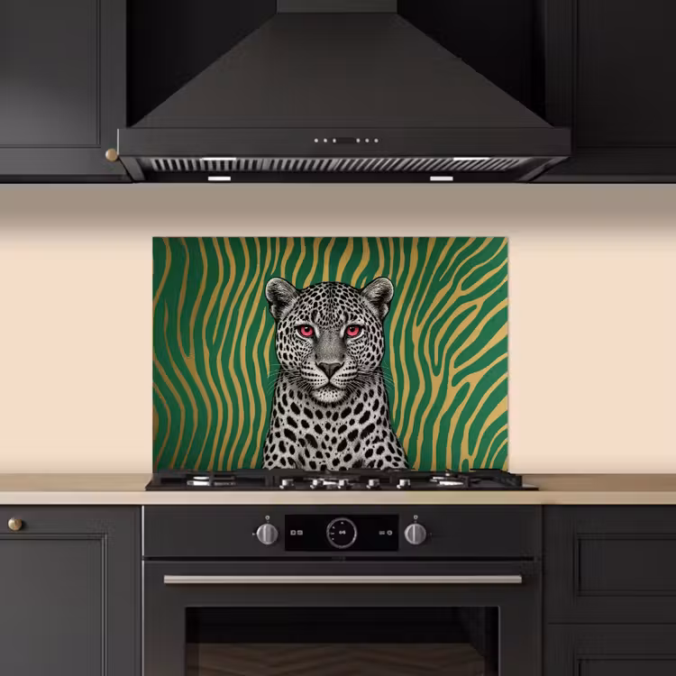 Panter - Zebrapatroon - Groen keuken achterwand spatscherm klein -sfeer1