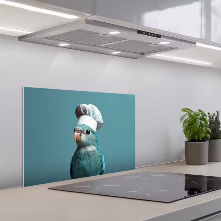 Parkiet - Vogel - Koksmuts - Cute keuken achterwand spatscherm klein -3d_schuin