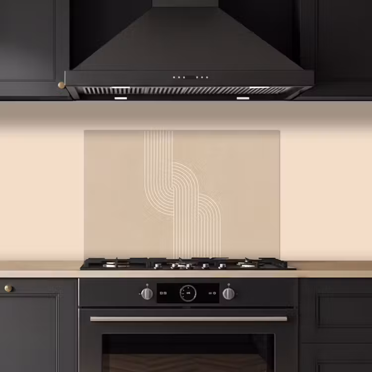Parallelle lijnen - Lichte textuur - Beige keuken achterwand spatscherm klein -sfeer1
