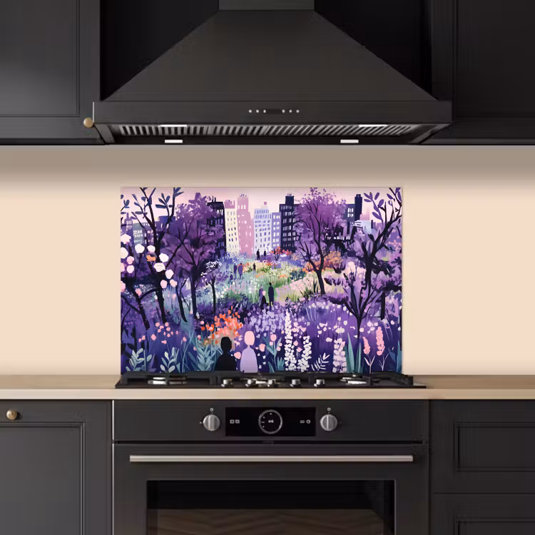 Park - Bomen - Bloemen - Gebouwen keuken achterwand spatscherm klein -sfeer1
