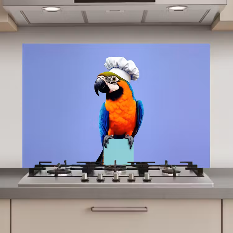 Papegaai - Koksmuts - Vogel - Leuk keuken achterwand spatscherm klein -3d_website
