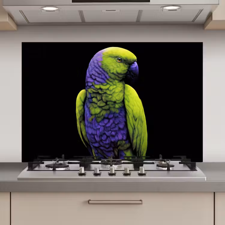 Papegaai - Veren - Opvallend - Groen keuken achterwand spatscherm klein -3d_website