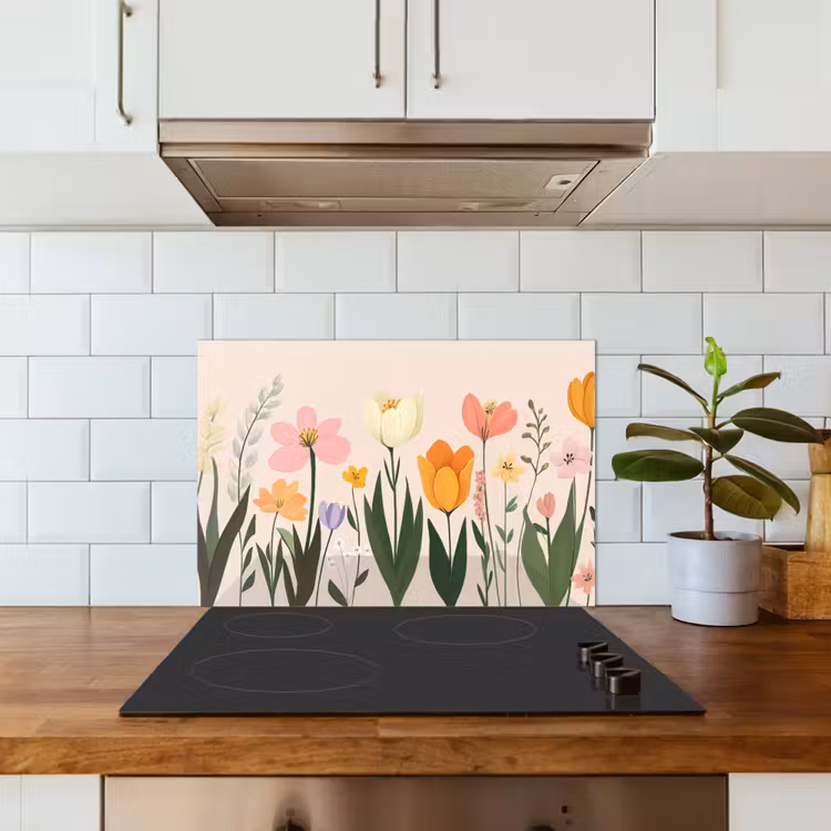Pasteltinten - Bloemen - Illustratie keuken achterwand spatscherm klein -sfeer2