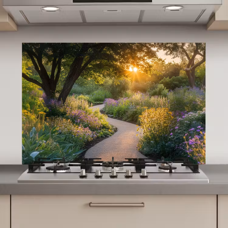 Pad - Bloemen - Park keuken achterwand spatscherm klein -3d_website