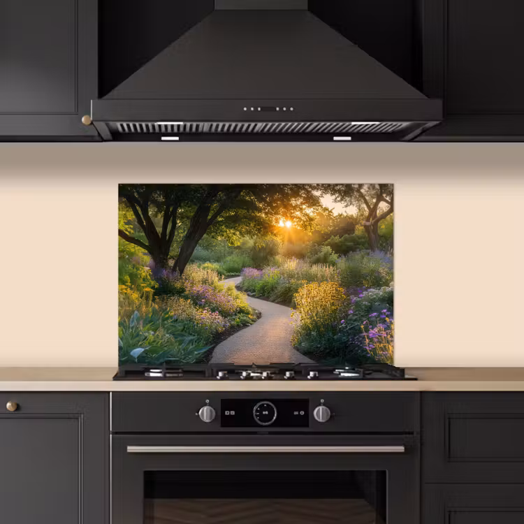 Pad - Bloemen - Park keuken achterwand spatscherm klein -sfeer1