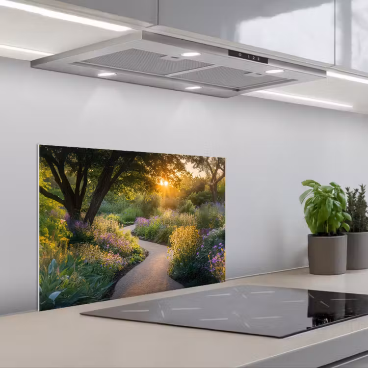 Pad - Bloemen - Park keuken achterwand spatscherm klein -3d_schuin