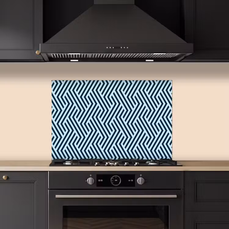 Patroon - Blauw - Lijnen - Zigzag keuken achterwand spatscherm klein 900 -sfeer1