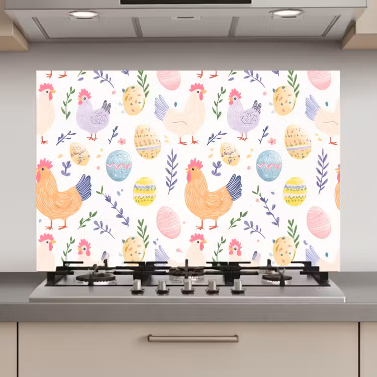 Patroon - Kip - Paaseieren keuken achterwand spatscherm klein -3d_website