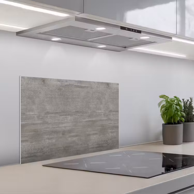 Patroon - Beton - Grijs keuken achterwand spatscherm klein 900 -3d_schuin