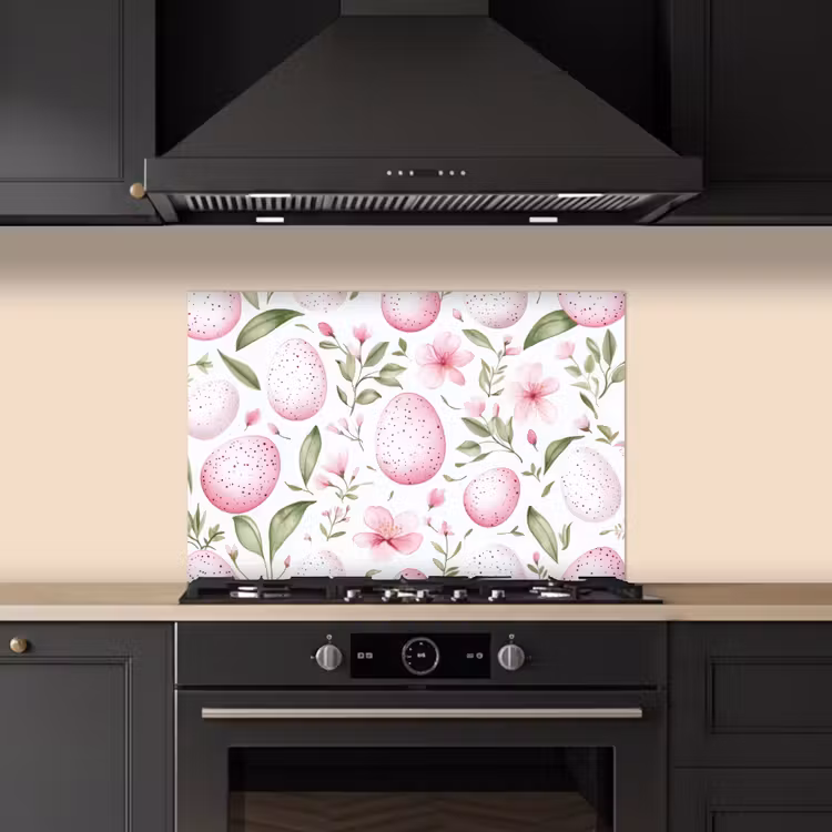 Patroon - Eieren - Roze - Pasen keuken achterwand spatscherm klein -sfeer1