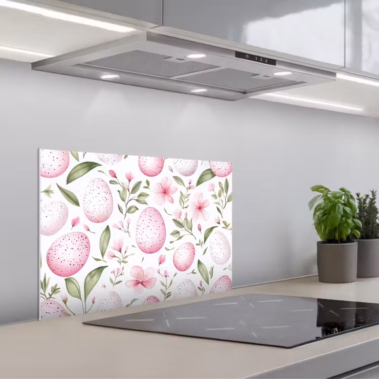 Patroon - Eieren - Roze - Pasen keuken achterwand spatscherm klein -3d_schuin