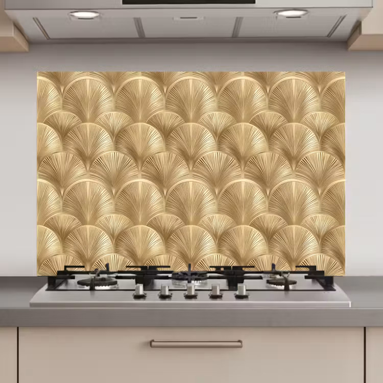 Patroon - Waaier - Goud keuken achterwand spatscherm klein 900 -3d_website