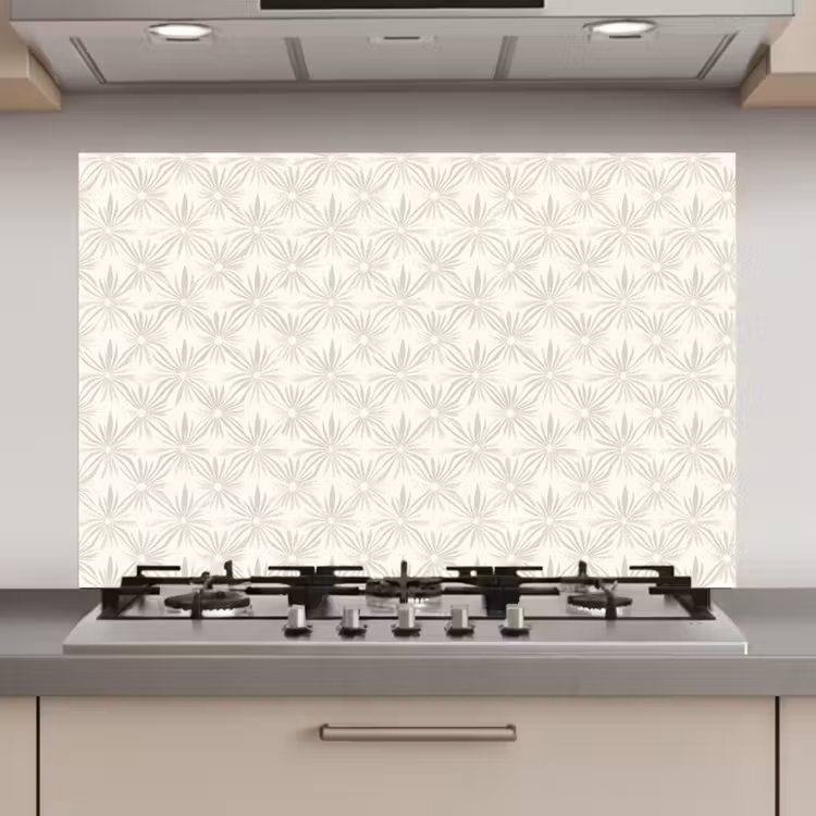 Patroon - Bloemen - Beige keuken achterwand spatscherm klein 900 -3d_website