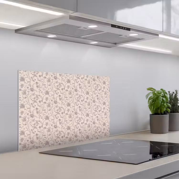 Patroon - Bloemen - Paars keuken achterwand spatscherm klein 900 -3d_schuin