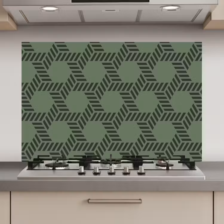 Patroon - Groen - Geometrisch keuken achterwand spatscherm klein 900 -3d_website