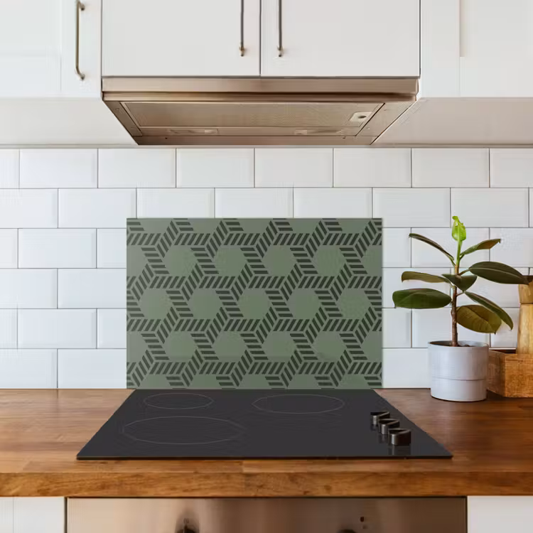 Patroon - Groen - Geometrisch keuken achterwand spatscherm klein 900 -sfeer2