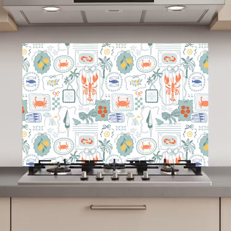 Zee - Sfeer - kreeft - Citroen keuken achterwand spatscherm klein 900 -3d_website