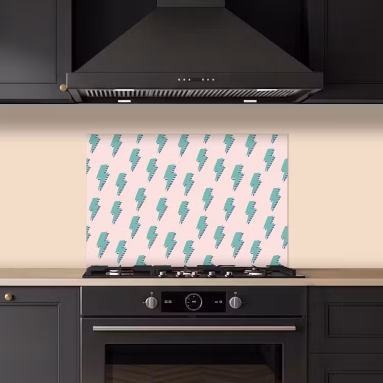 Patroon - Bliksem - Roze - Groen keuken achterwand spatscherm klein 900 -sfeer1