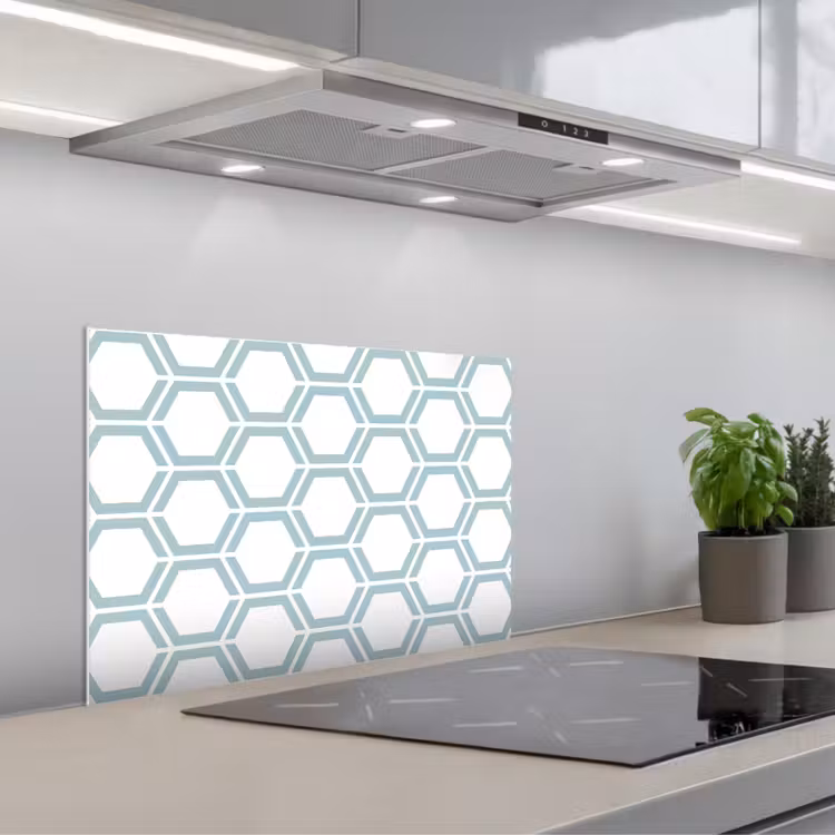 Patroon - Lijn - Design - Hexagon keuken achterwand spatscherm klein 900 -3d_schuin