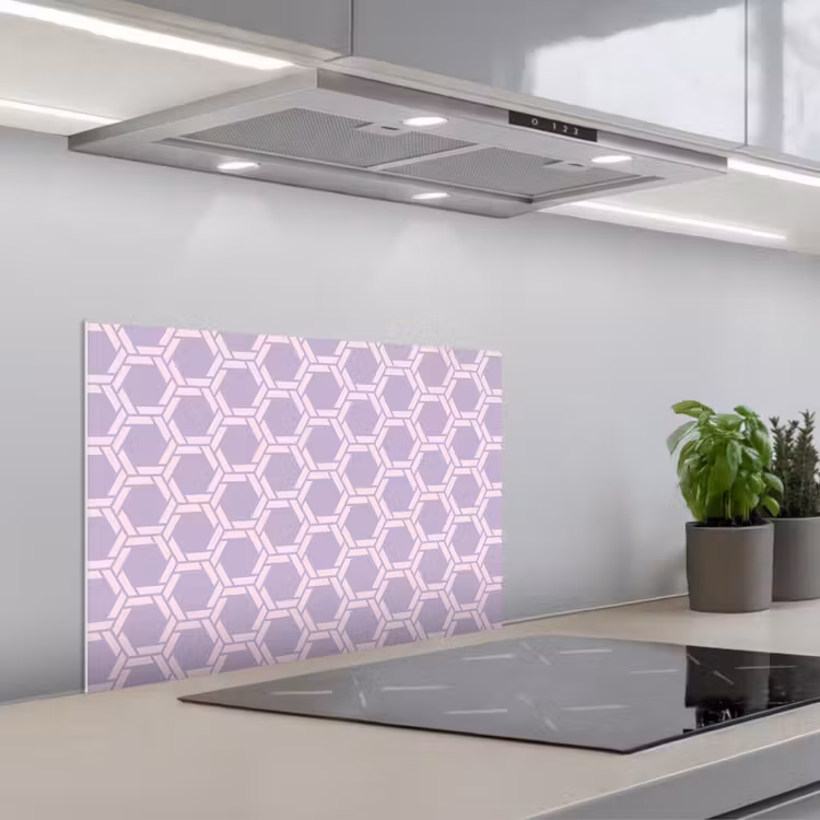 Patroon - Roze - Paars keuken achterwand spatscherm klein 900 -3d_schuin