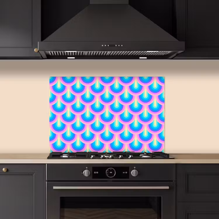 Patroon - Regenboogwaaier - Neon keuken achterwand spatscherm klein 900 -sfeer1