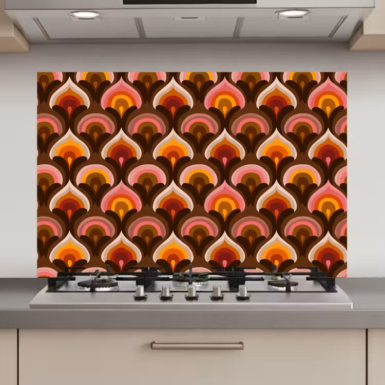 Patroon - Retro - Kleurrijk keuken achterwand spatscherm klein 900 -3d_website