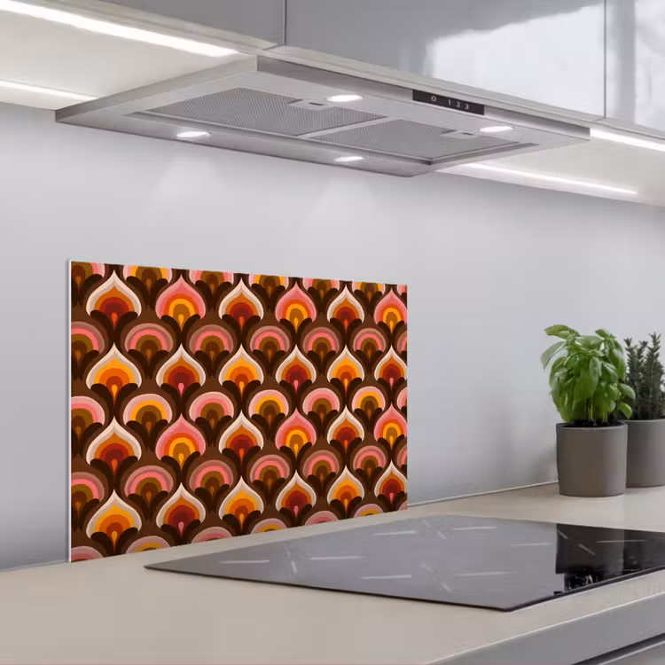 Patroon - Retro - Kleurrijk keuken achterwand spatscherm klein 900 -3d_schuin