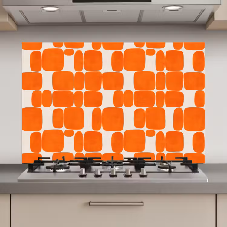 Patroon - Retro - Oranje keuken achterwand spatscherm klein 900 -3d_website