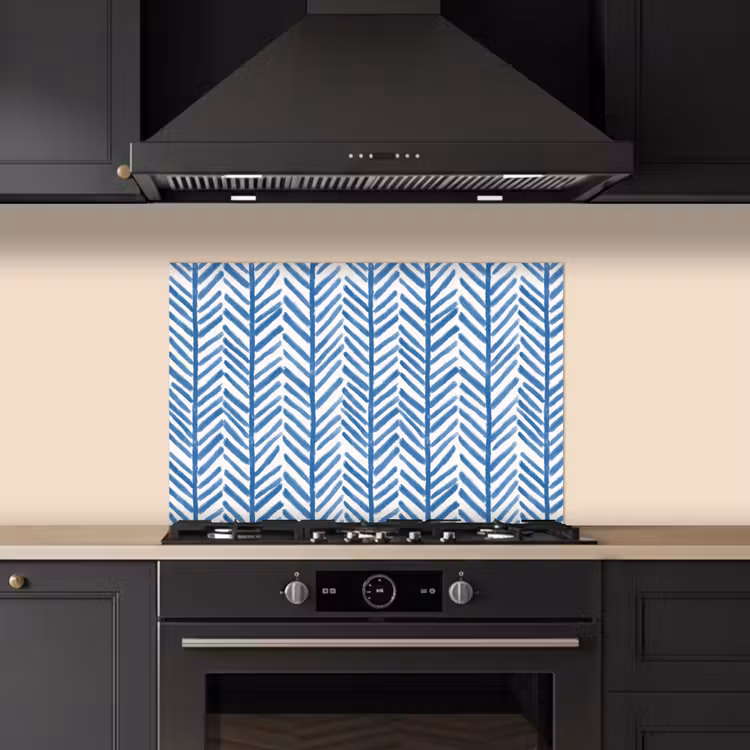 Patroon - Streep - Blauw keuken achterwand spatscherm klein 900 -sfeer1