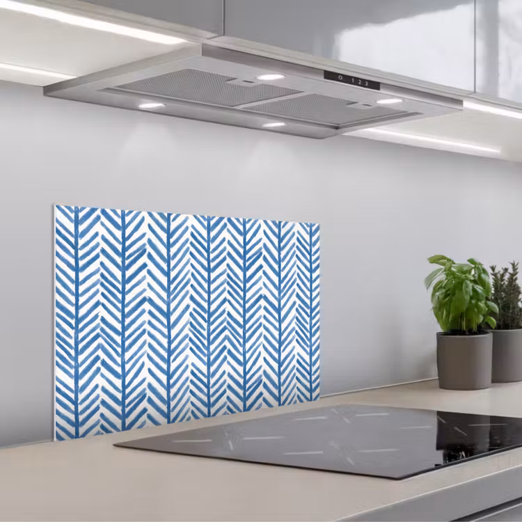 Patroon - Streep - Blauw keuken achterwand spatscherm klein 900 -3d_schuin