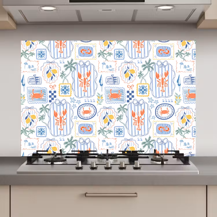 Zee - Sfeer - Krab - Blauw keuken achterwand spatscherm klein 900 -3d_website