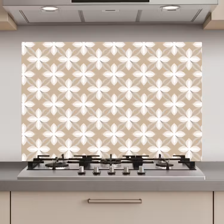 Patroon - Symmetrisch - Beige keuken achterwand spatscherm klein 900 -3d_website
