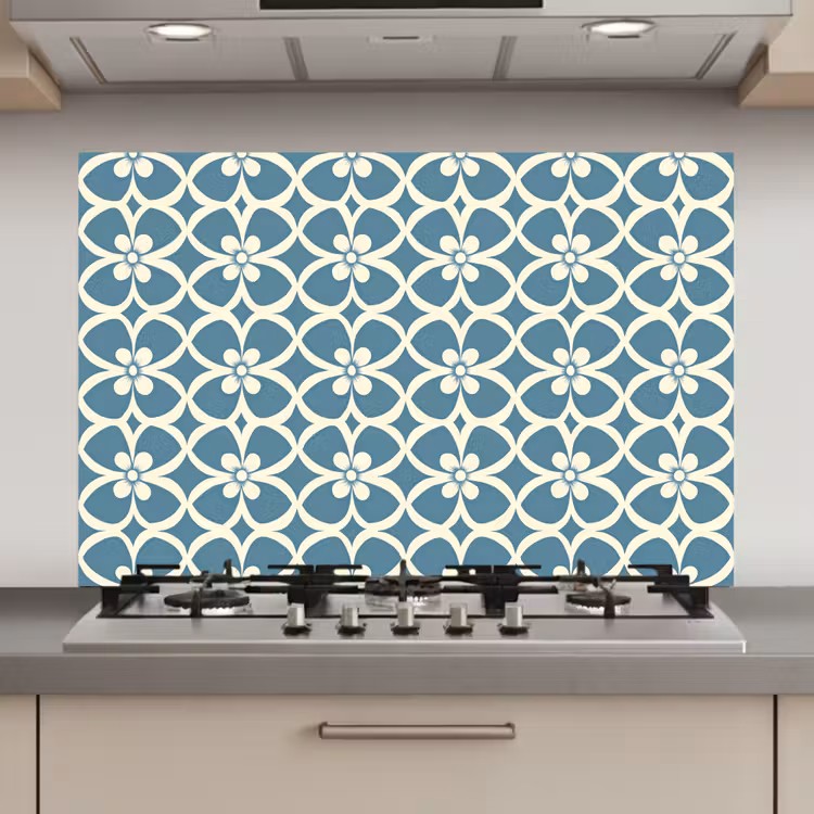 Patroon - Symmetrisch - Blauw keuken achterwand spatscherm klein 900 -3d_website