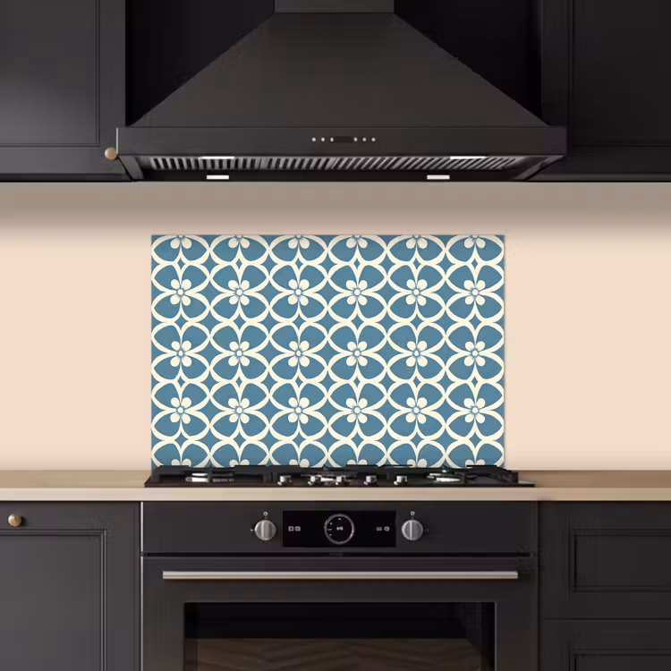 Patroon - Symmetrisch - Blauw keuken achterwand spatscherm klein 900 -sfeer1