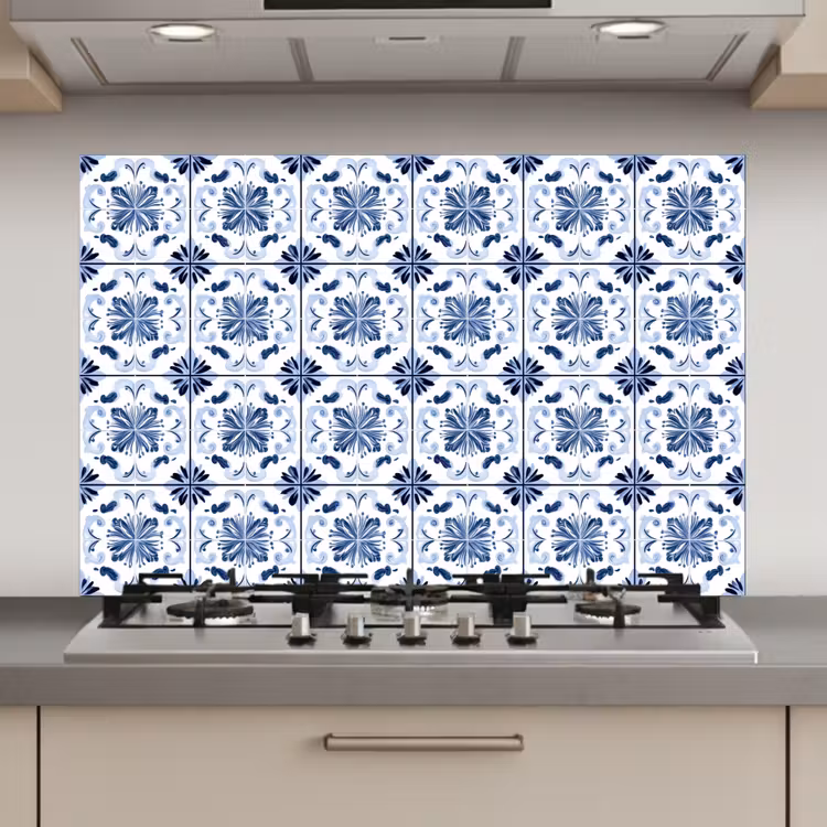 Patroon - Tegel - Blauw keuken achterwand spatscherm klein 900 -3d_website