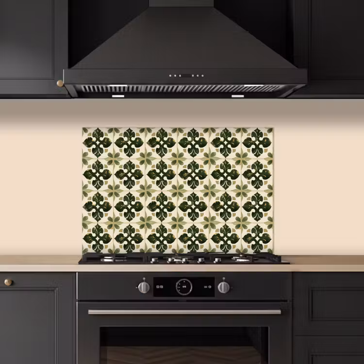 Patroon - Tegel - Groen keuken achterwand spatscherm klein 900 -sfeer1